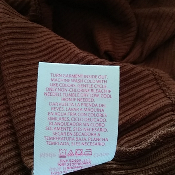 No Boundaries Peek A Boo Ribbed Look Top Junior XL (15-17) Brown - Picture 8 of 11